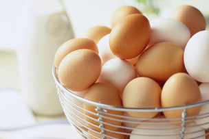 brown and white eggs